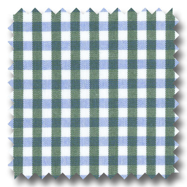 Green and Blue Gingham Check Broadcloth - Custom Dress Shirt